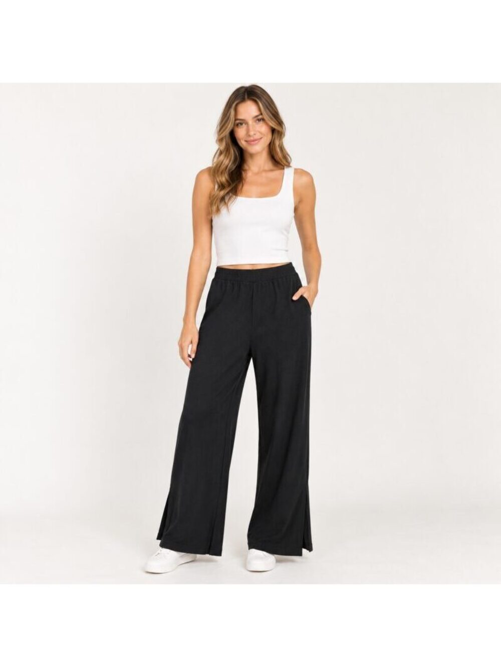 Melloday Black Wide Leg Pull-On Pants Women's Small NWT